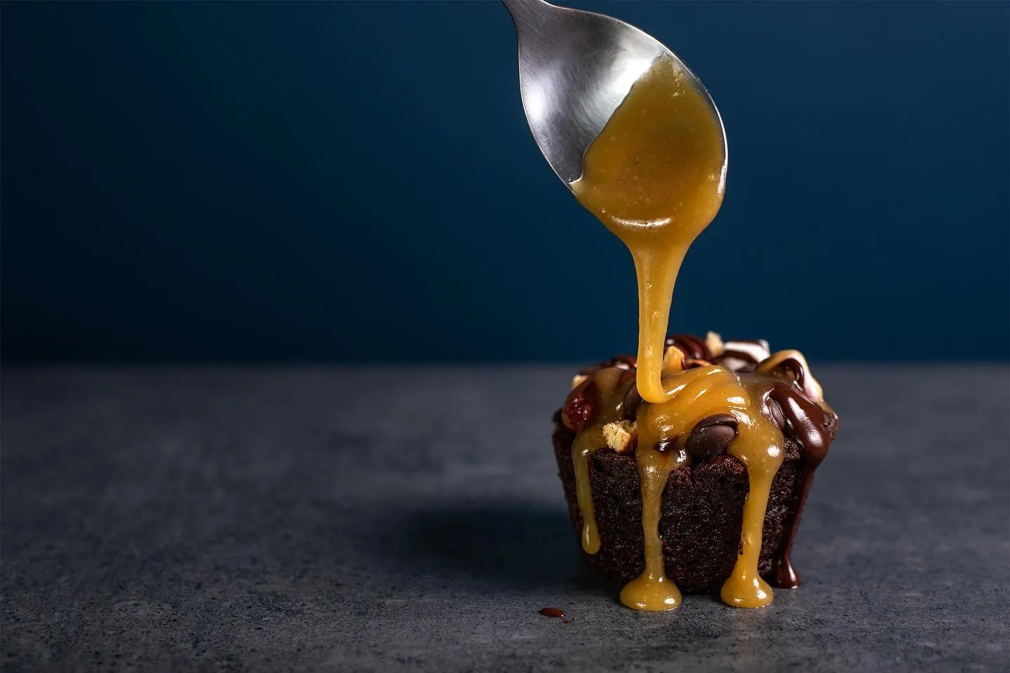 Caramel poured over a dessert